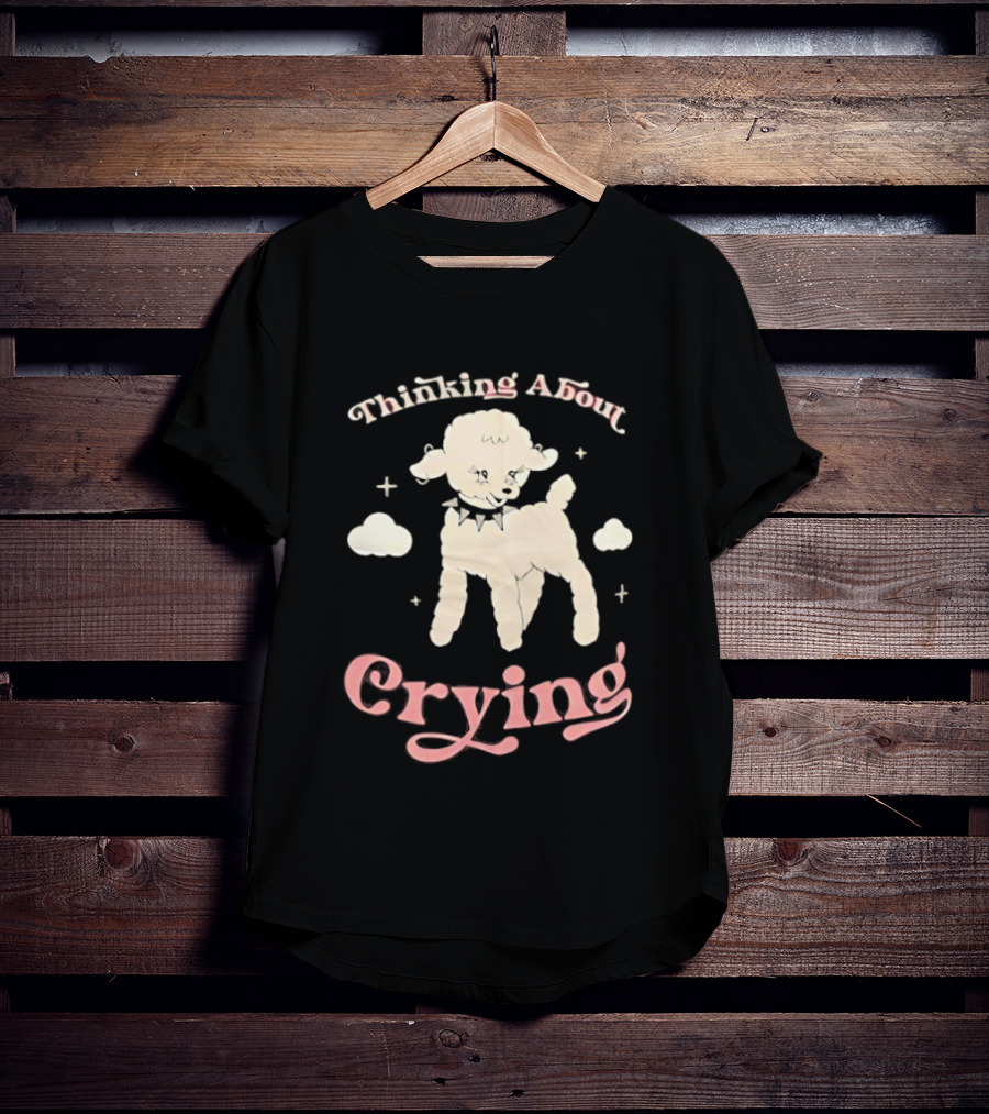 Thinking About Crying Cute Lamb With Clouds T-Shirt