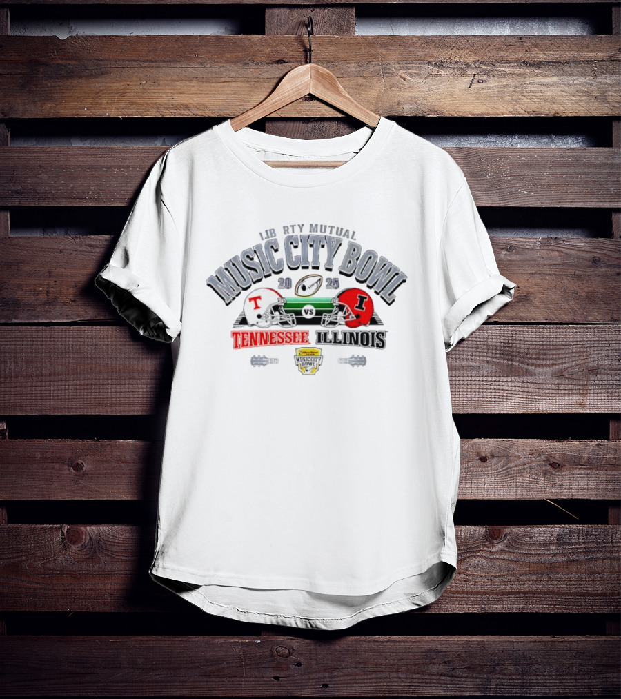2025 Liberty Mutual Music City Bowl Tennessee Vols Vs Illinois Fighting Illini Football Helmets Matchup T-Shirt