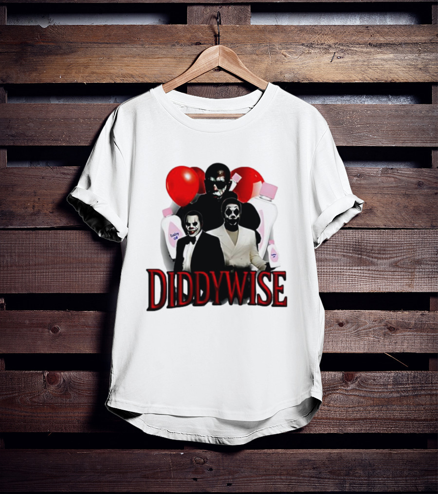 Diddywise Baby Oil Clown Red Balloons Creepy Clown Faces T-Shirt