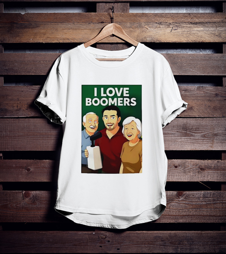 I Love Boomers Family Cartoon Style Nostalgic Humor T-Shirt