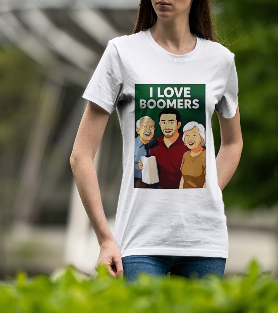 I Love Boomers Family Cartoon Style Nostalgic Humor T-Shirt