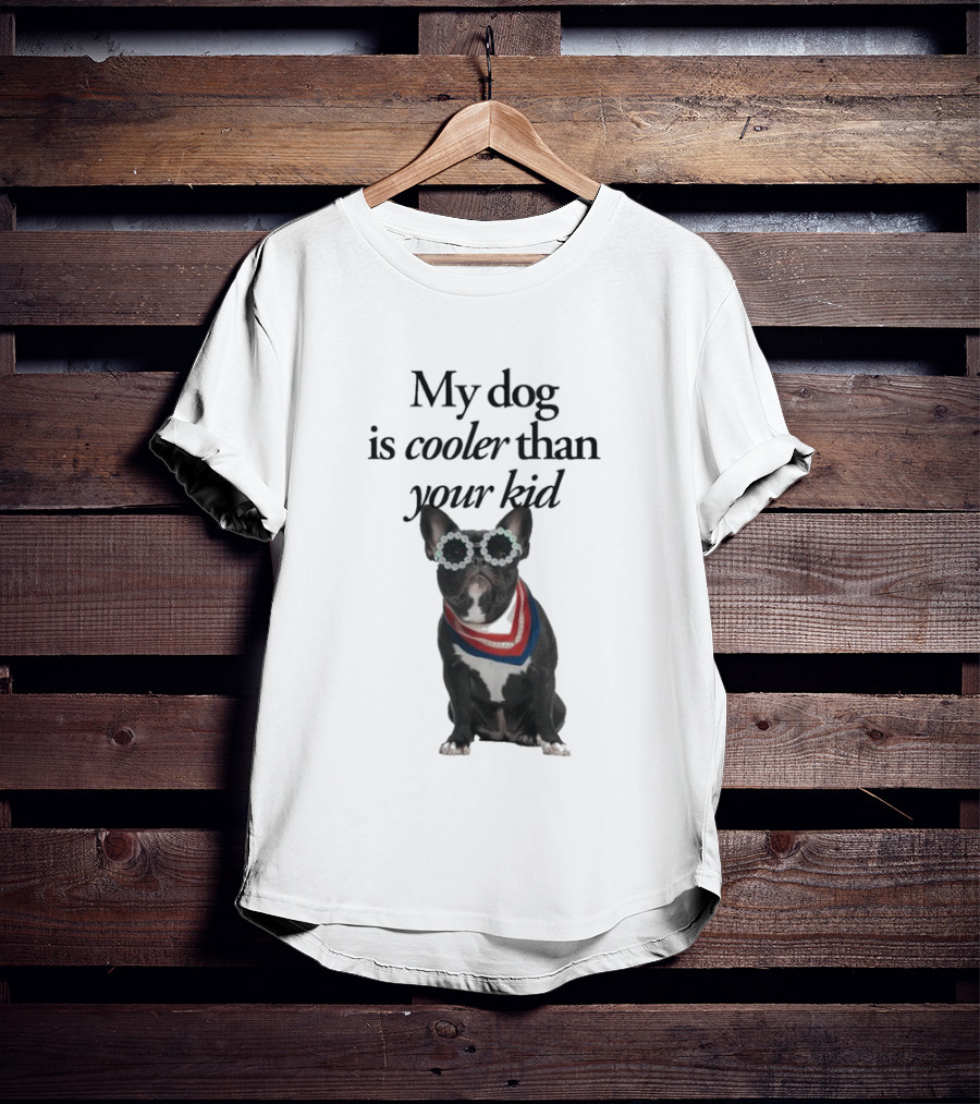 My Dog Is Cooler Than Your Kid Bulldog Bandana USA T-Shirt