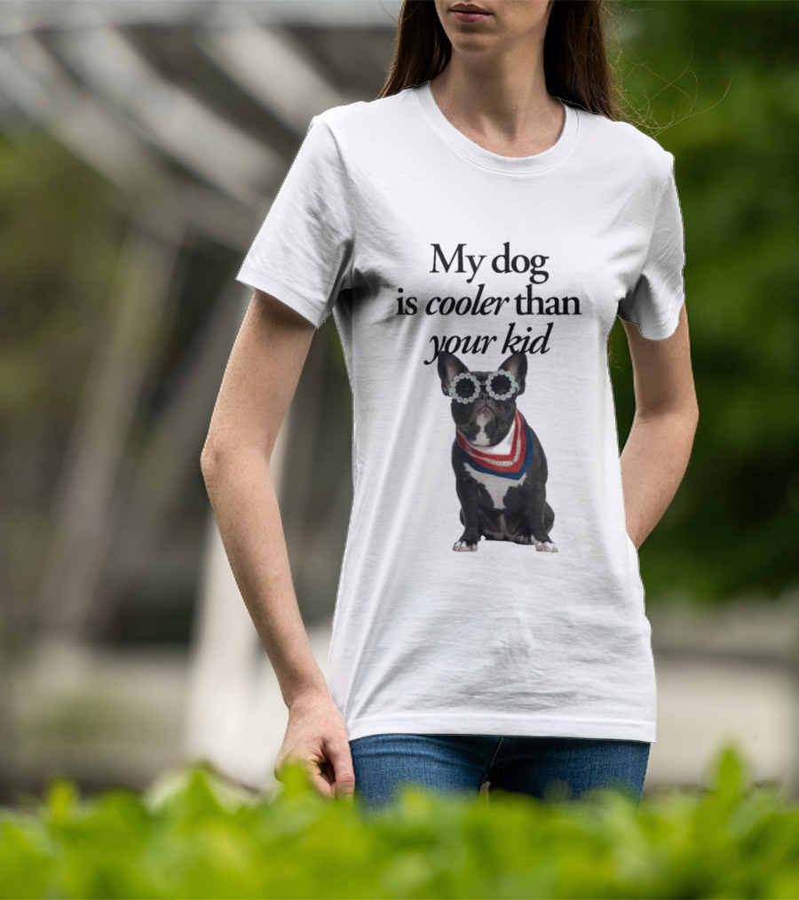 My Dog Is Cooler Than Your Kid Bulldog Bandana USA T-Shirt