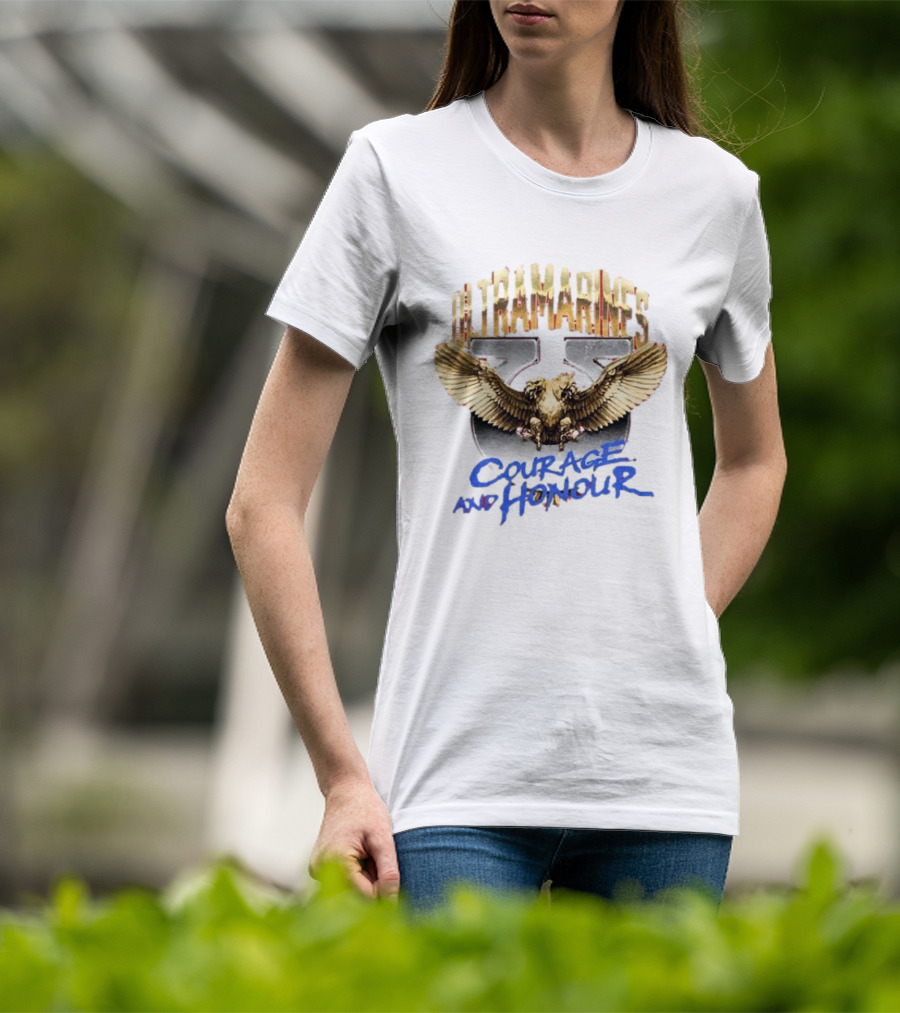 Warhammer 40 000 Ultramarines Courage And Honour Emblem With Eagle Wings T-Shirt