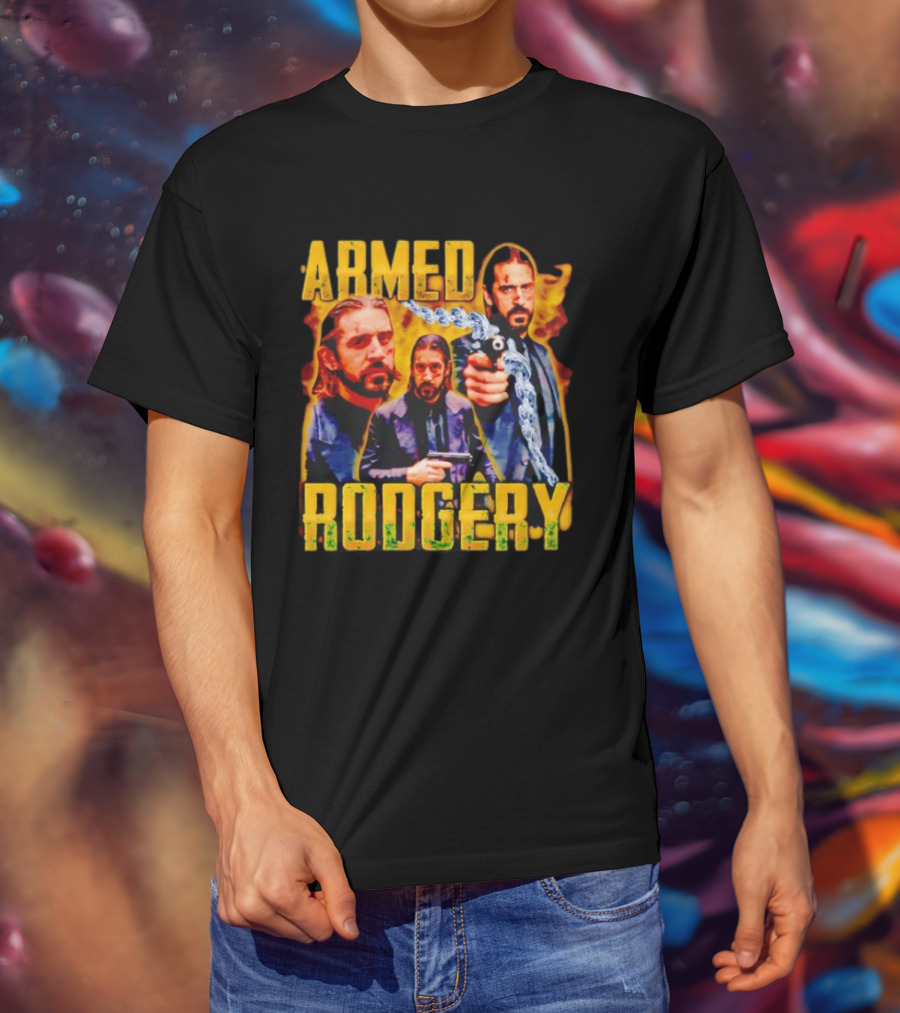 Armed Rodgery Action Movie Inspired Design With Chain And Gun T-Shirt