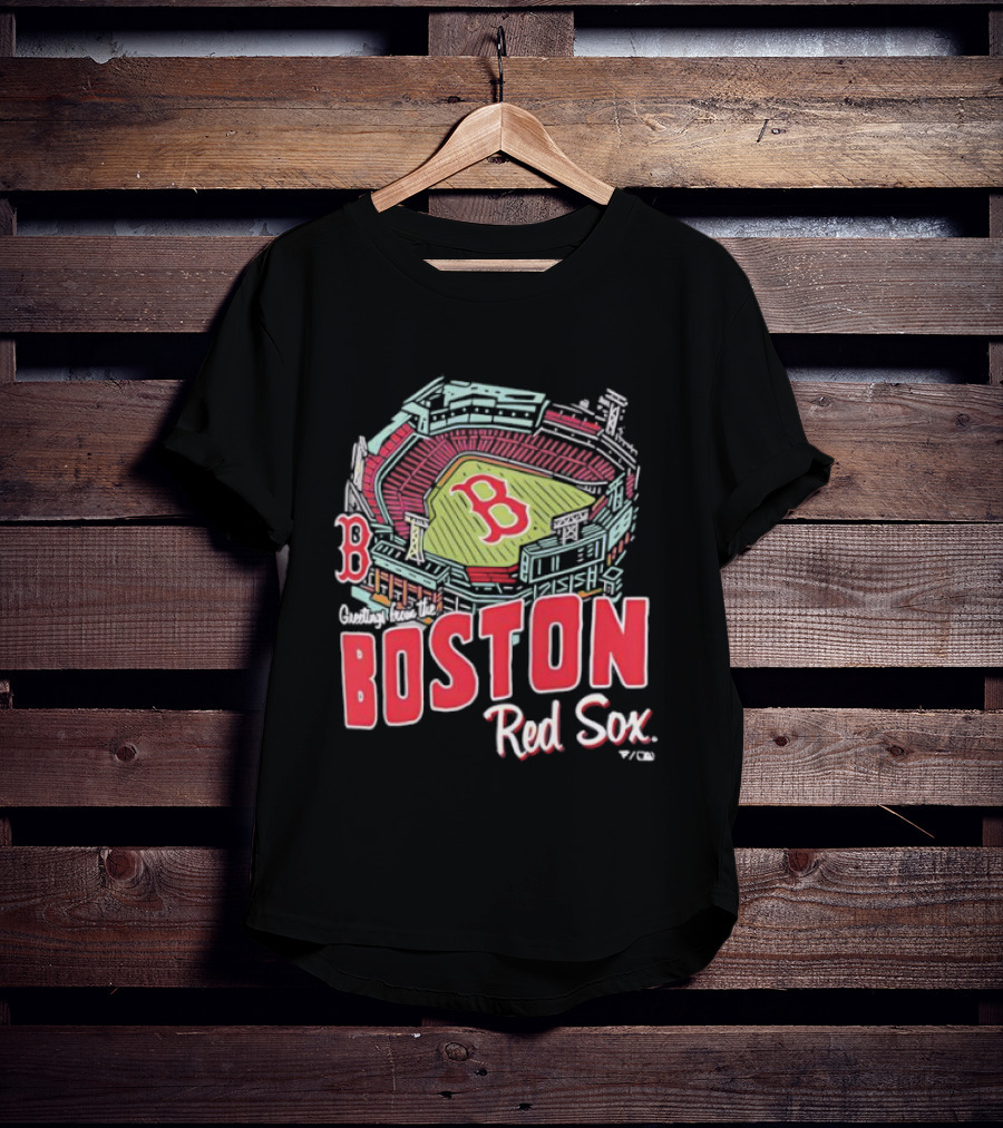 Boston Red Sox Fenway Park Stadium Graphic B Fan Merch Navy T-Shirt