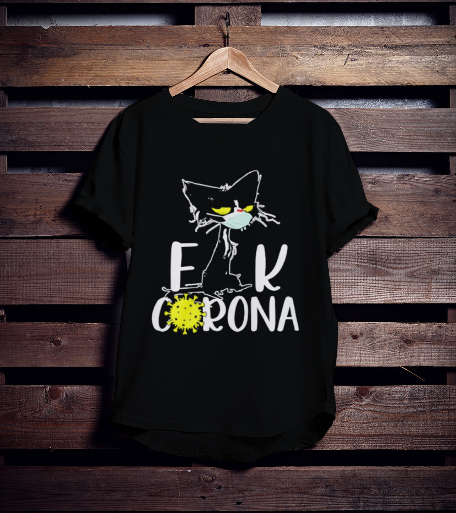 F Corona Black Cat Masked Pandemic Humor T-Shirt