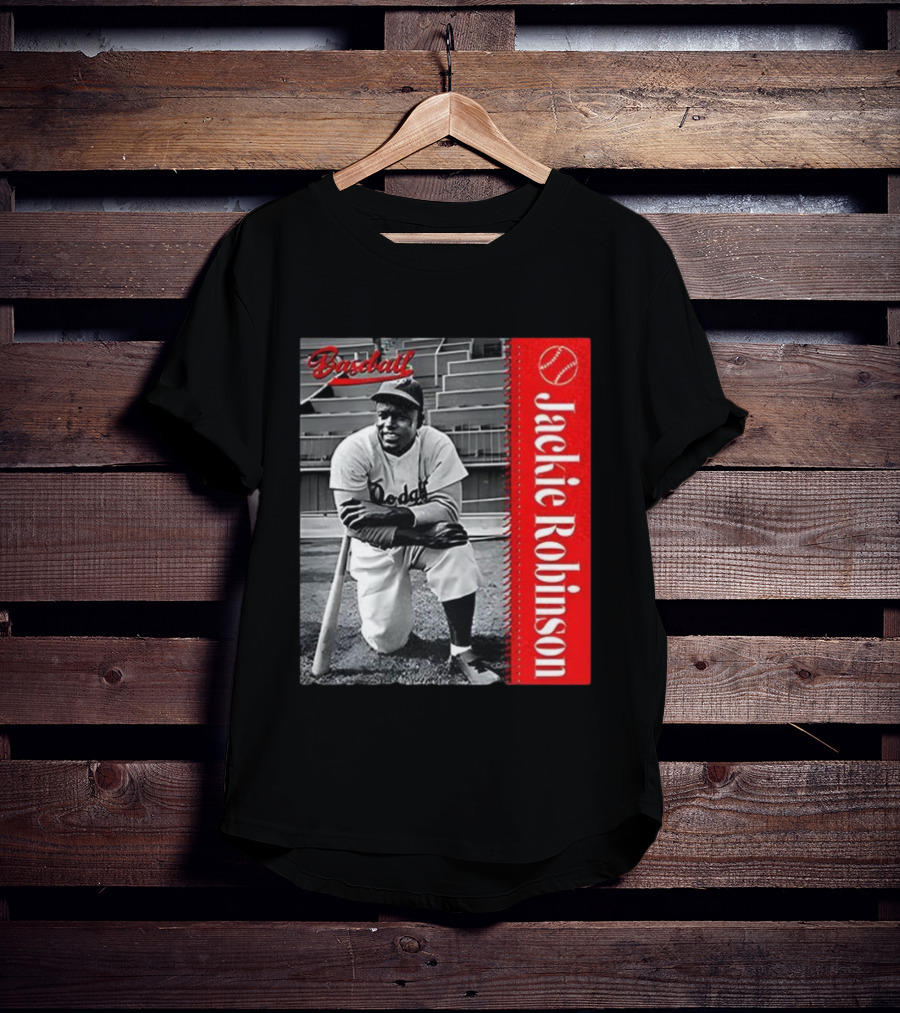 Jackie Robinson Baseball Dodgers Vintage Black And White Image T-Shirt