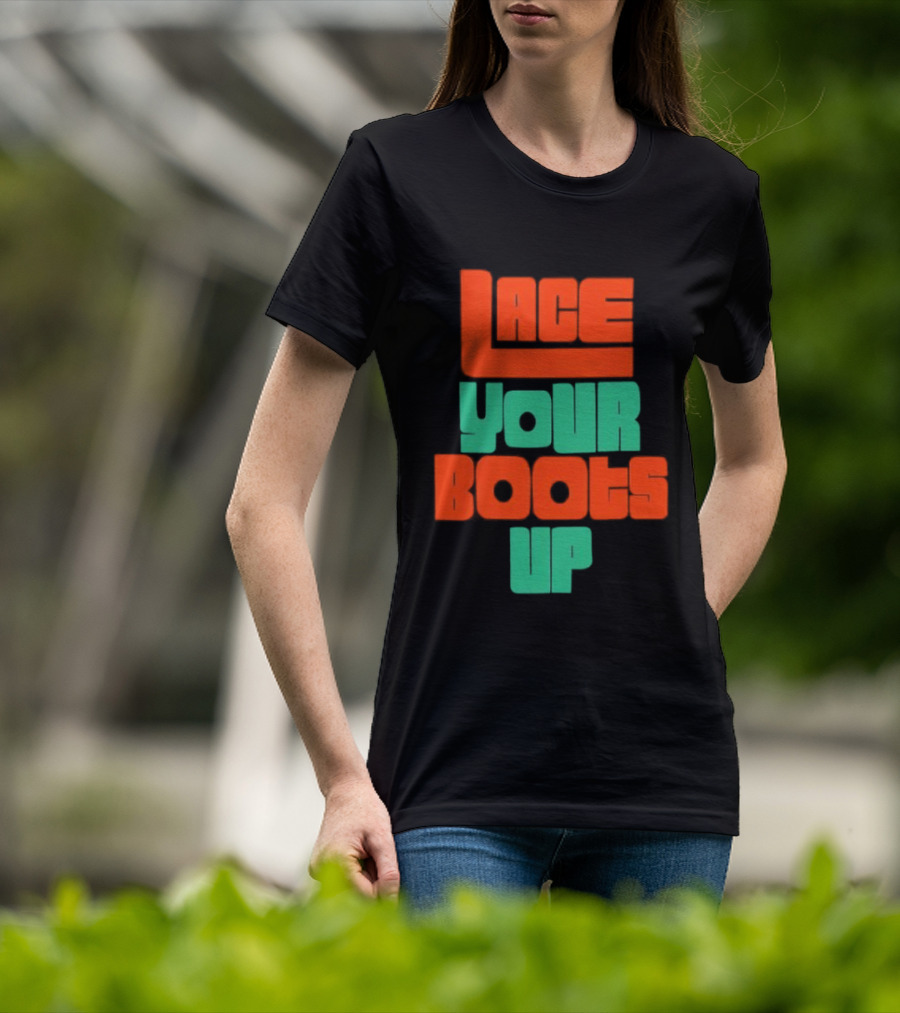 Lace Your Boots Up Bold Red Green T-Shirt