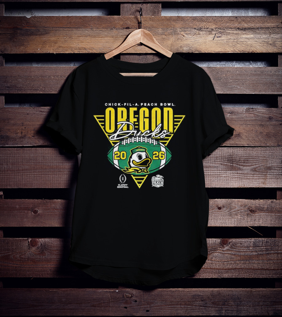 Oregon Ducks CFP Chick Fil A Peach Bowl 2026 Football Triangle T-Shirt
