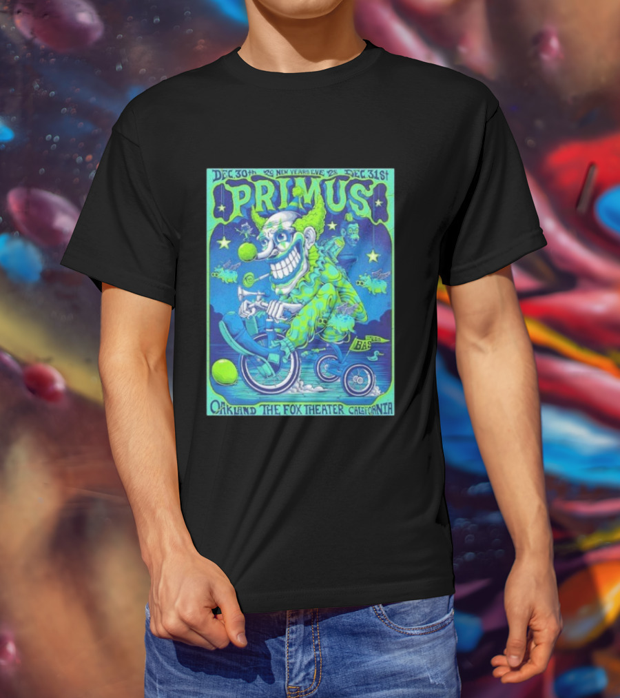 Dec 30 31 2025 Primus New Years Eve Oakland The Fox Theater Clown T-Shirt