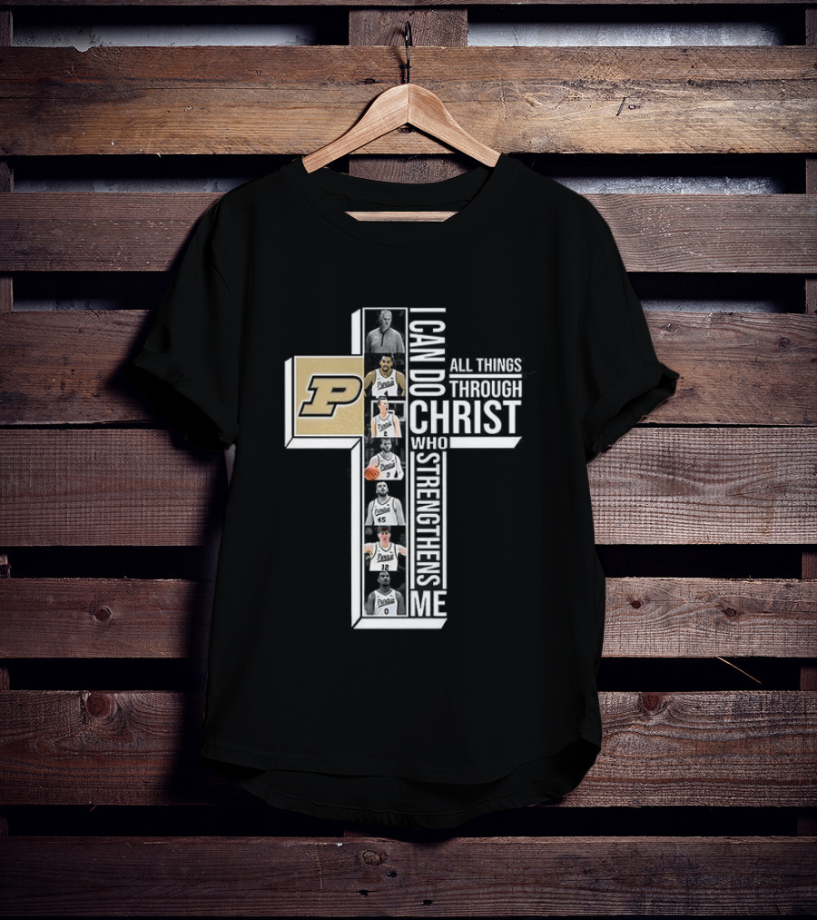 Purdue Boilermakers NCAA I Can Do All Things Through Christ Who Strengthens Me Cross T-Shirt