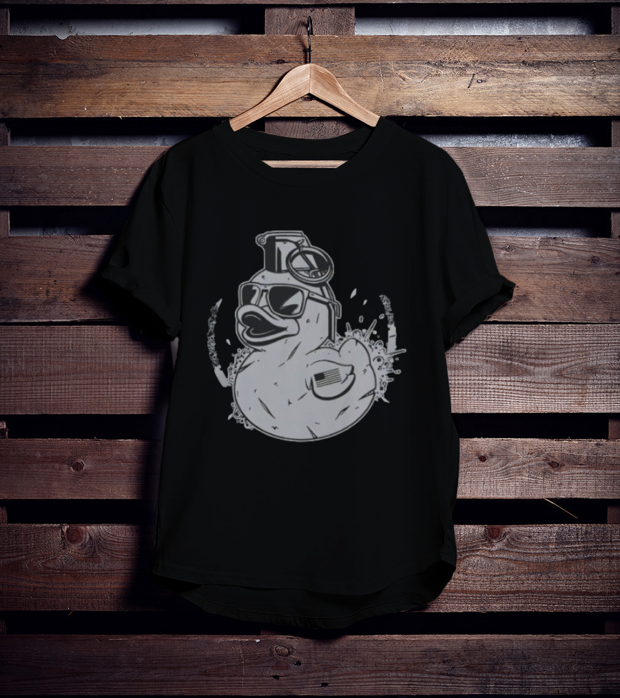 QuackBang Blackout Duck Grenade Monochrome Sunglasses T-Shirt