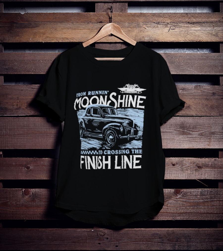 Moonshine Finish Line Old School Racing Nostalgia T-Shirt