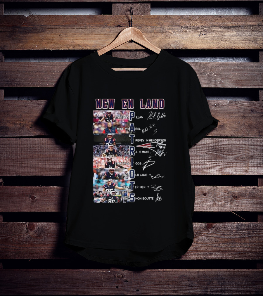 New England Patriots Players Robert S Mike Vrabel Stefon Diggs Signatures T-Shirt
