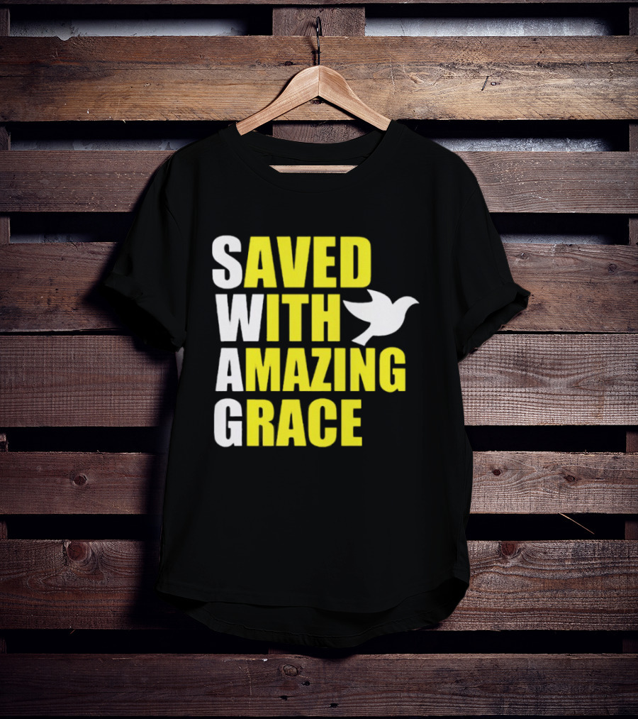 Saved With Amazing Grace Dove Symbol Spiritual T-Shirt