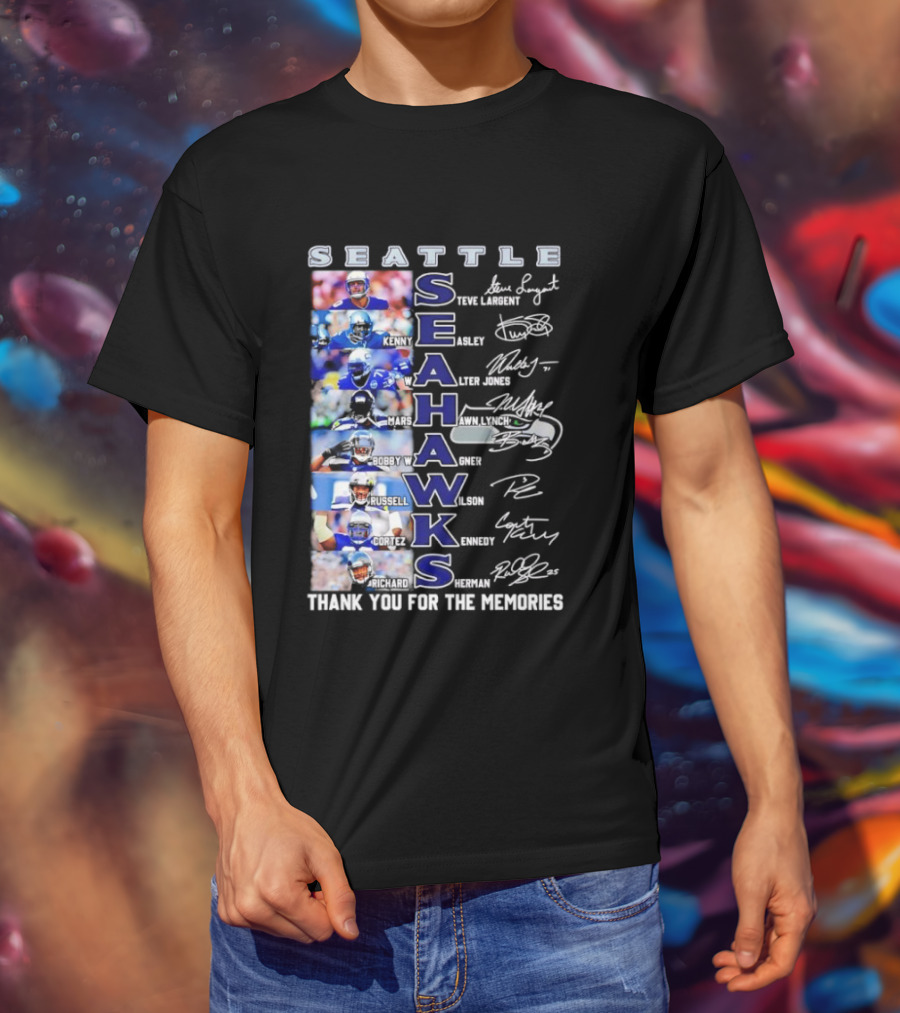 Seattle Seahawks Players Signature Thank You For The Memories T-Shirt