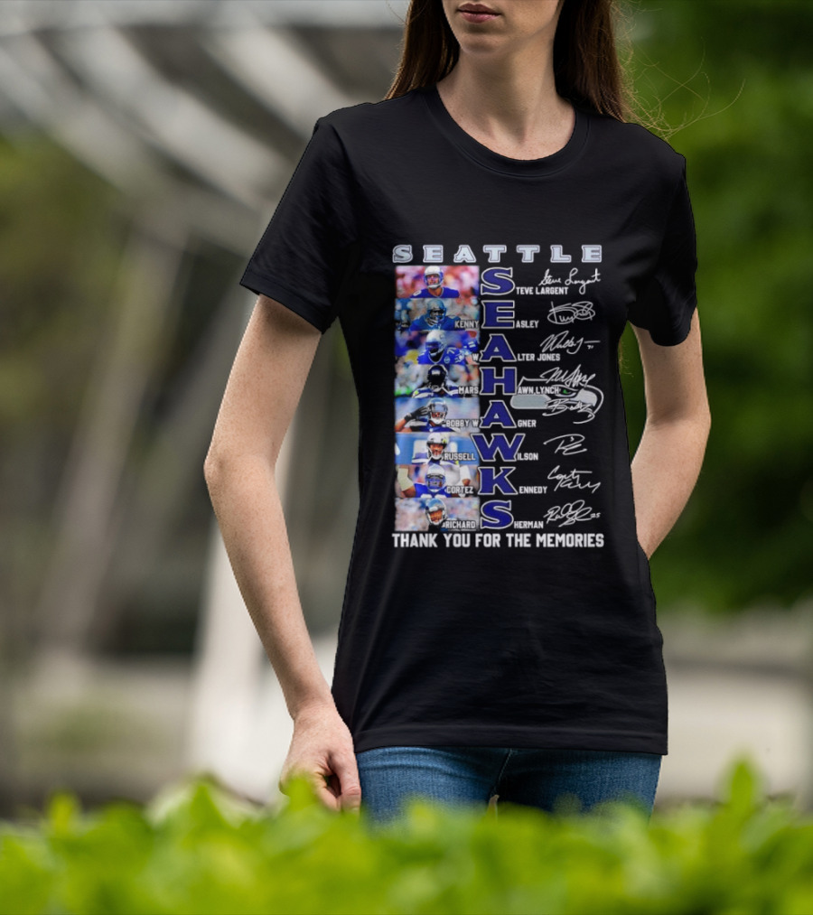 Seattle Seahawks Players Signature Thank You For The Memories T-Shirt
