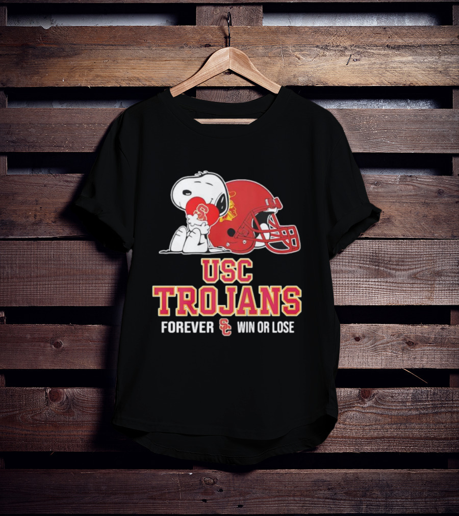 Snoopy Embraces USC Trojans Spirit Forever Win Or Lose T-Shirt
