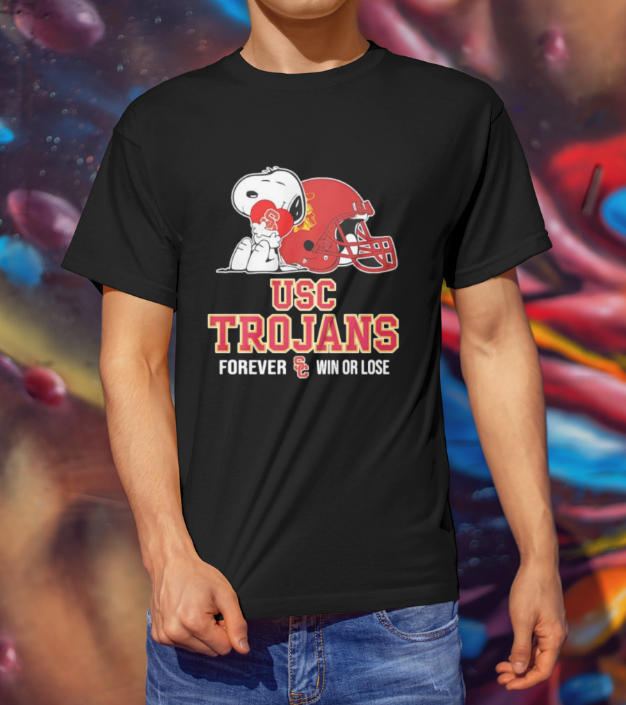 Snoopy Embraces USC Trojans Spirit Forever Win Or Lose T-Shirt