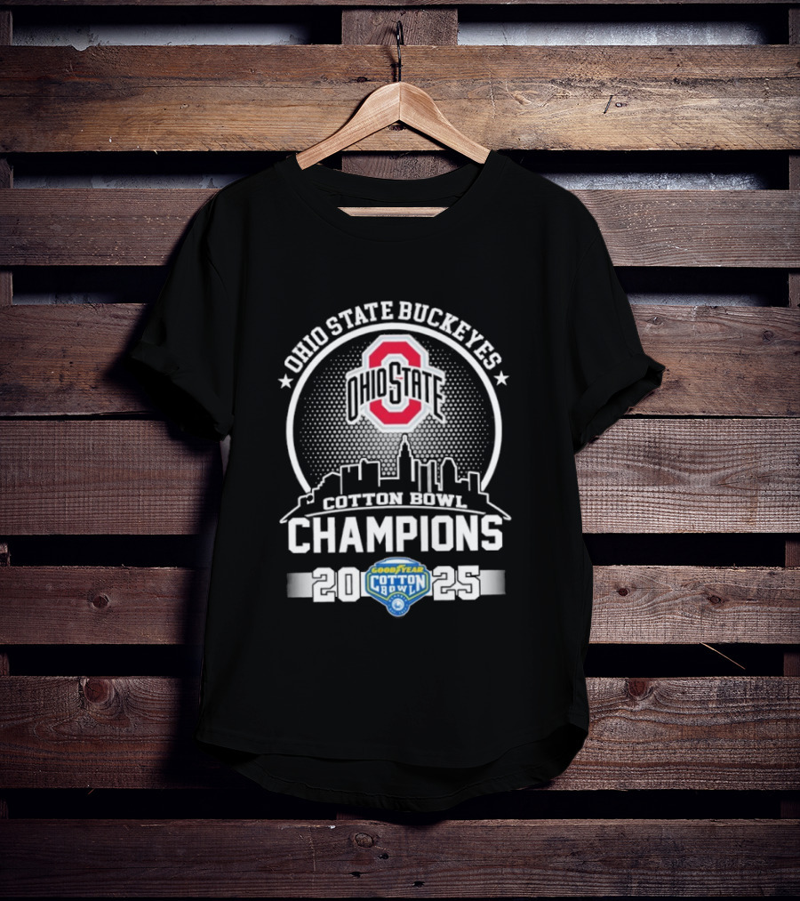 Ohio State Buckeyes Cotton Bowl Champions 2023 Skyline Goodyear T-Shirt