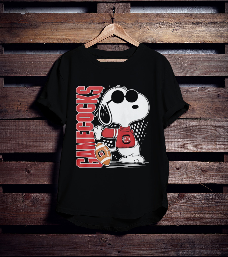 Snoopy Joe Cool University Of South Carolina Gamecocks Football T-Shirt