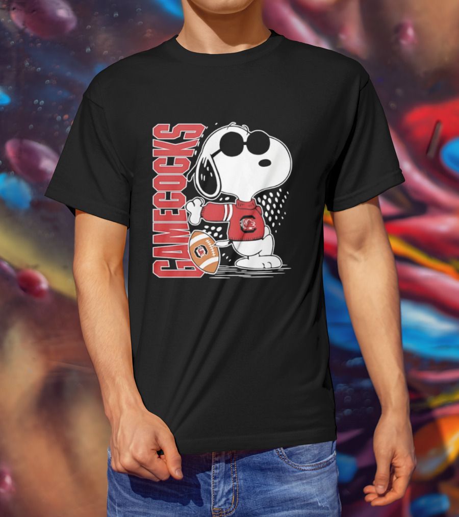 Snoopy Joe Cool University Of South Carolina Gamecocks Football T-Shirt