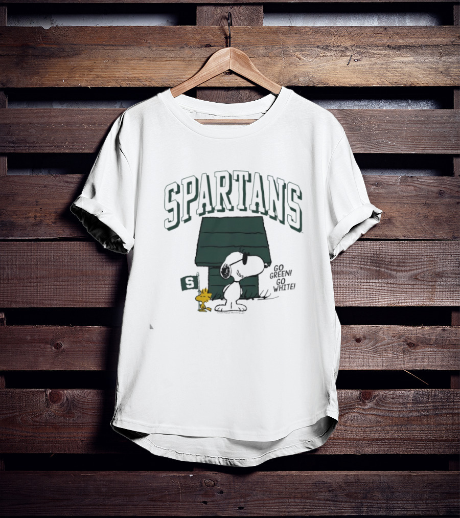 Peanuts X Michigan State Joe College Spartans Snoopy Woodstock Go Green T-Shirt