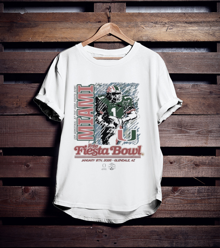 Miami Hurricanes Fiesta Bowl Glendale AZ December 31 2026 T-Shirt