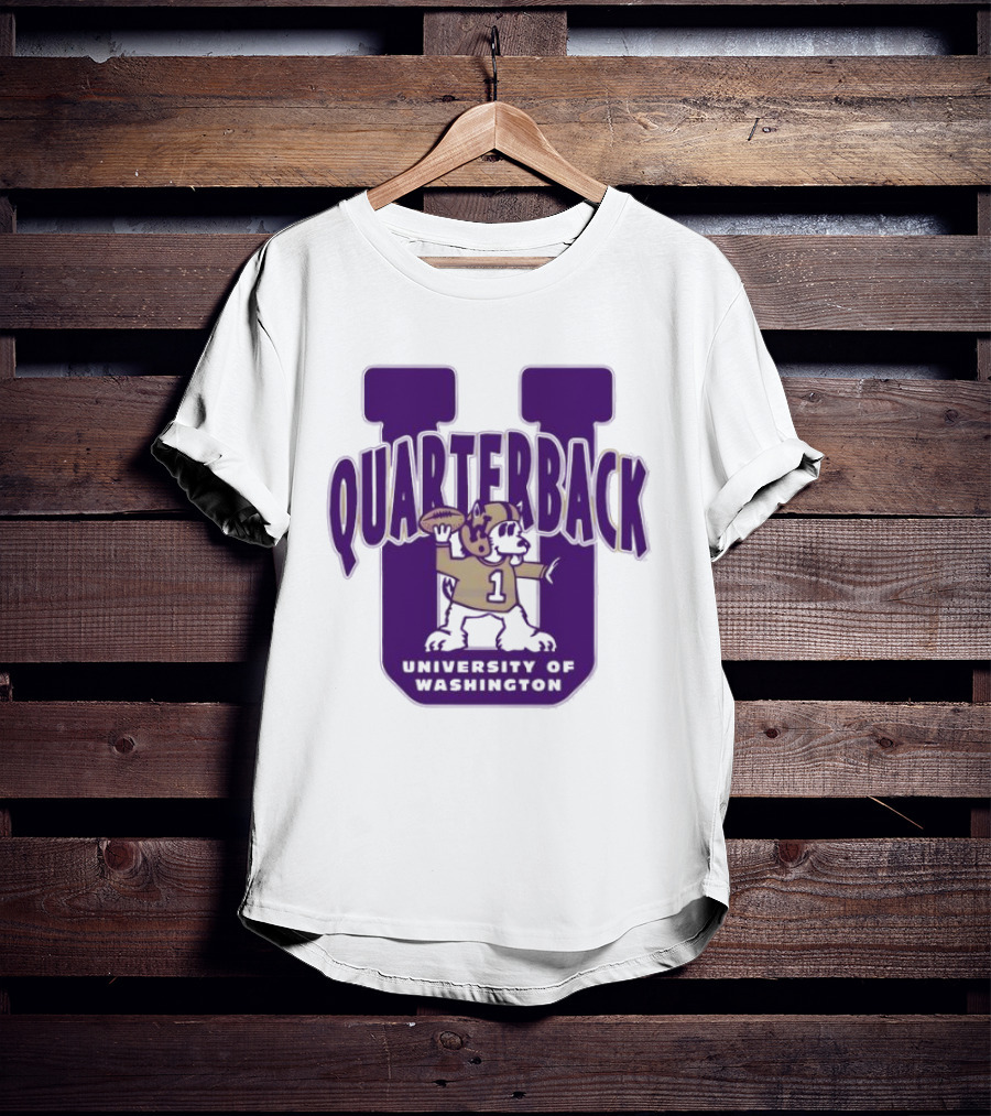 University Of Washington Huskies Quarterback U Mascot Football T-Shirt