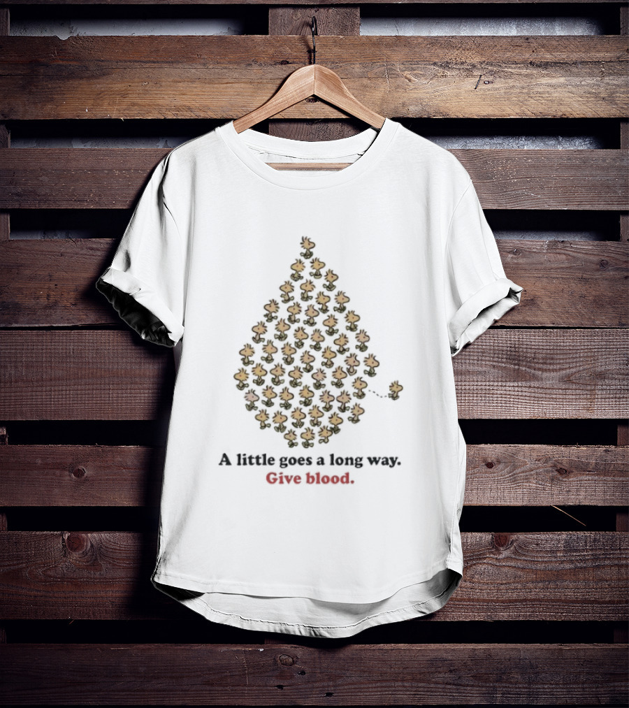 Woodstock A Little Goes A Long Way Give Blood Droplet With Birds T-Shirt