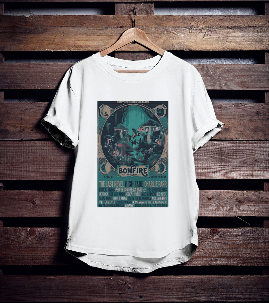 Driftless Music Gardens Bonfire Festival Yuba WI June 11 13 2026 The Last Revel Charlie Parr Shook Twins Lineup T-Shirt