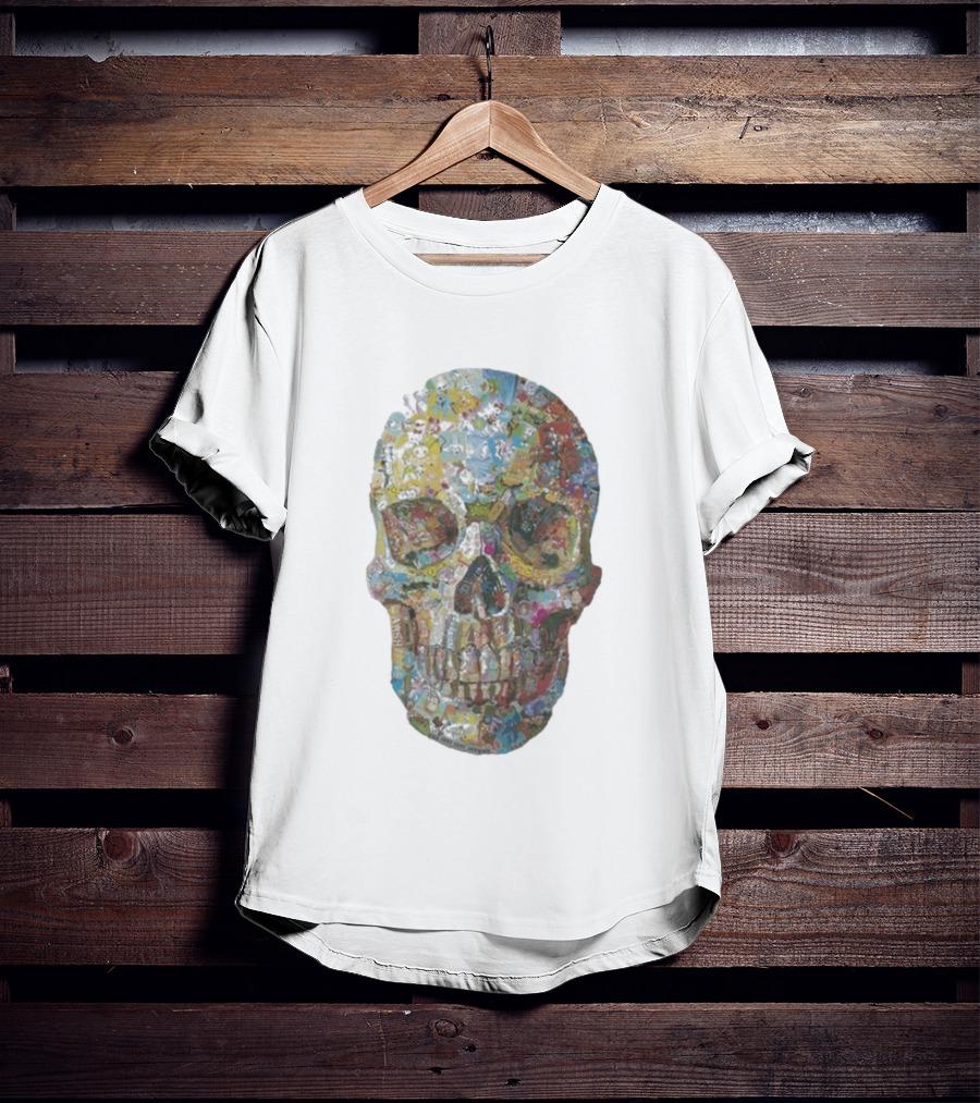 Noah Scalin Still Life Skull Collage Of Popular Culture T-Shirt