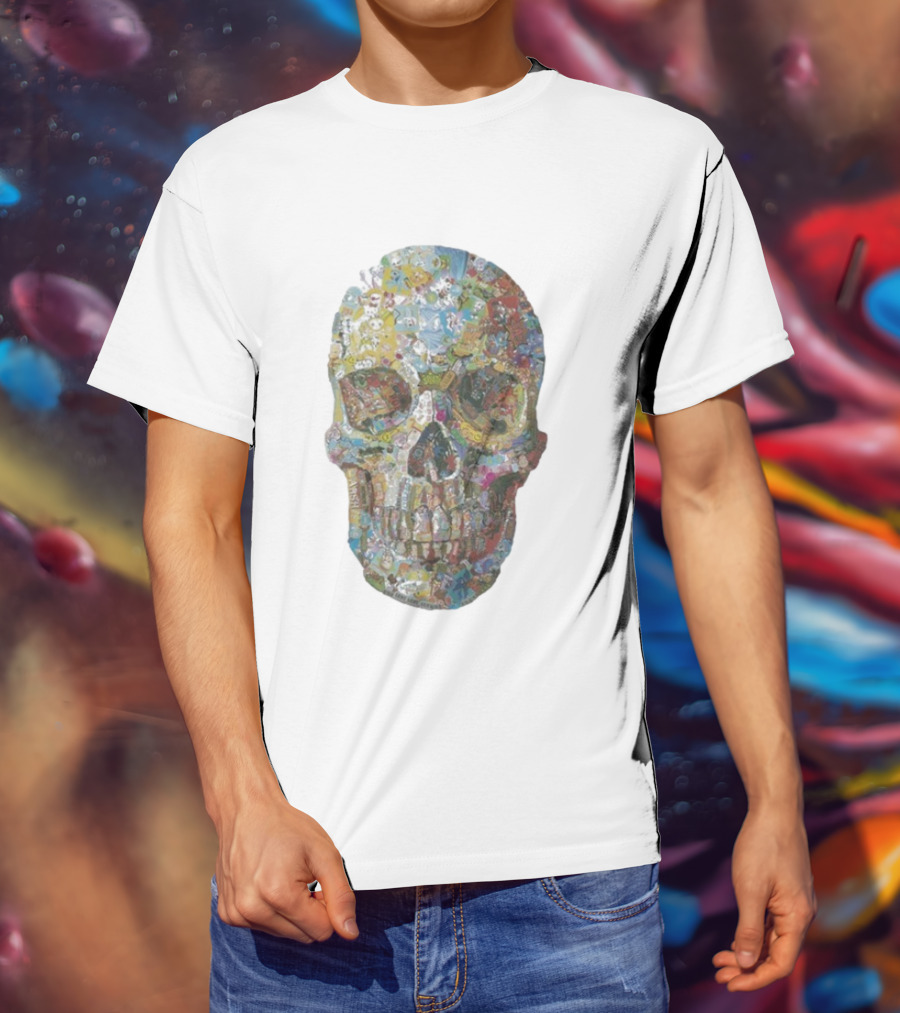 Noah Scalin Still Life Skull Collage Of Popular Culture T-Shirt