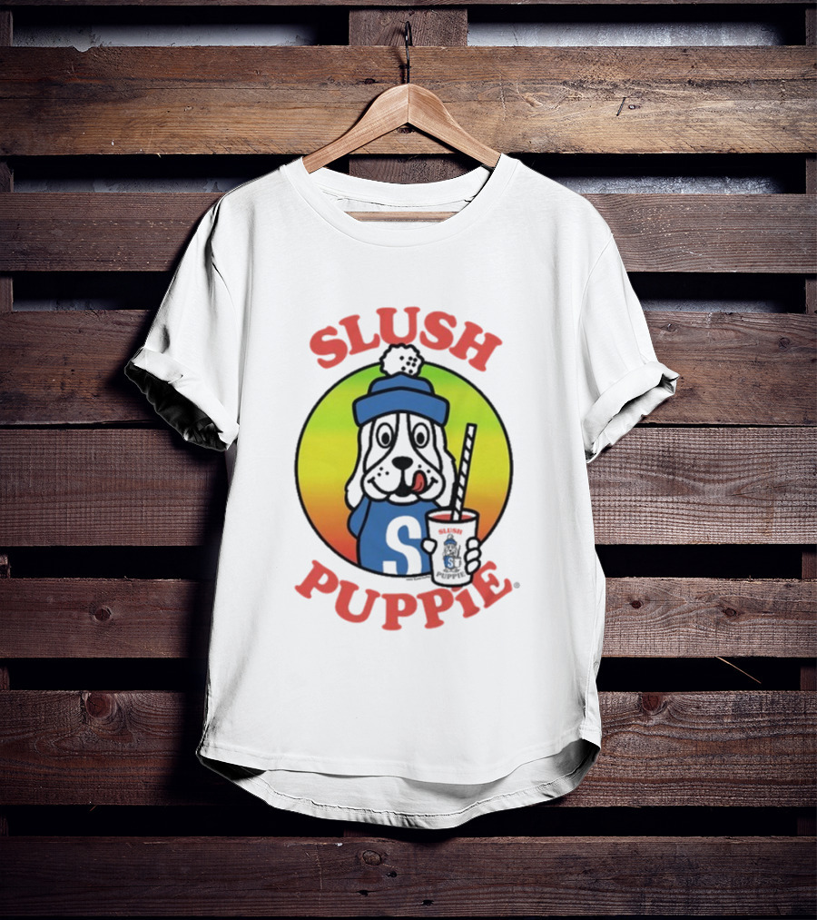 Slush Puppie Cartoon Dog With Cup And Straw Iconic T-Shirt