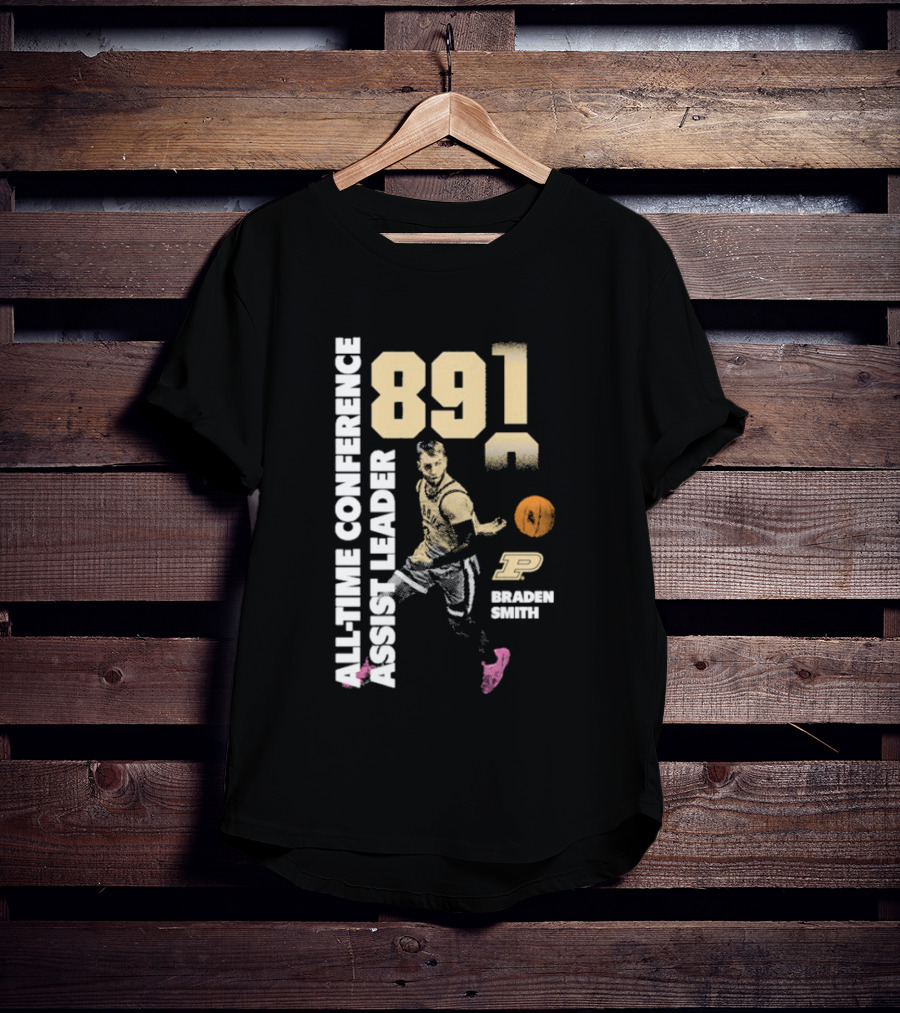 Braden Smith 891 All Time Conference Assist Leader Purdue Boilermakers T-Shirt
