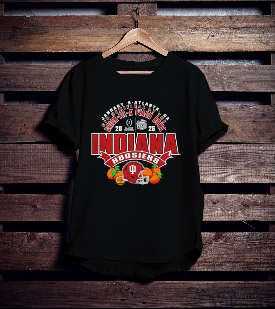 Indiana Hoosiers CFP Semifinal Chick Fil A Peach Bowl 2026 Helmet Orange Football T-Shirt