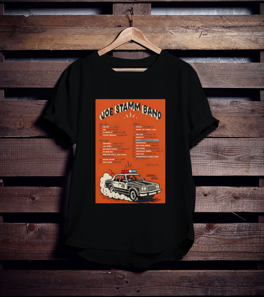 Joe Stamm Band Spring 2026 Tour Dates With Vintage Police Car T-Shirt