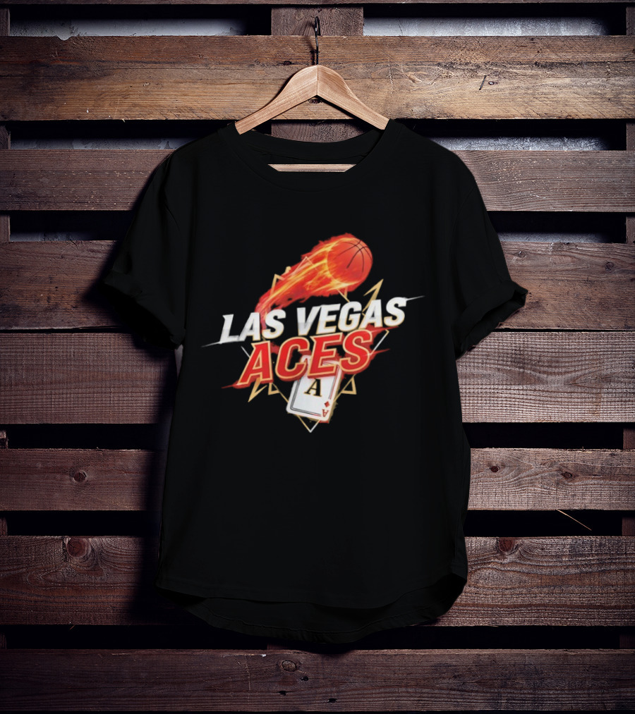 Las Vegas Aces Basketball Flaming Ball Ace Card WNBA T-Shirt