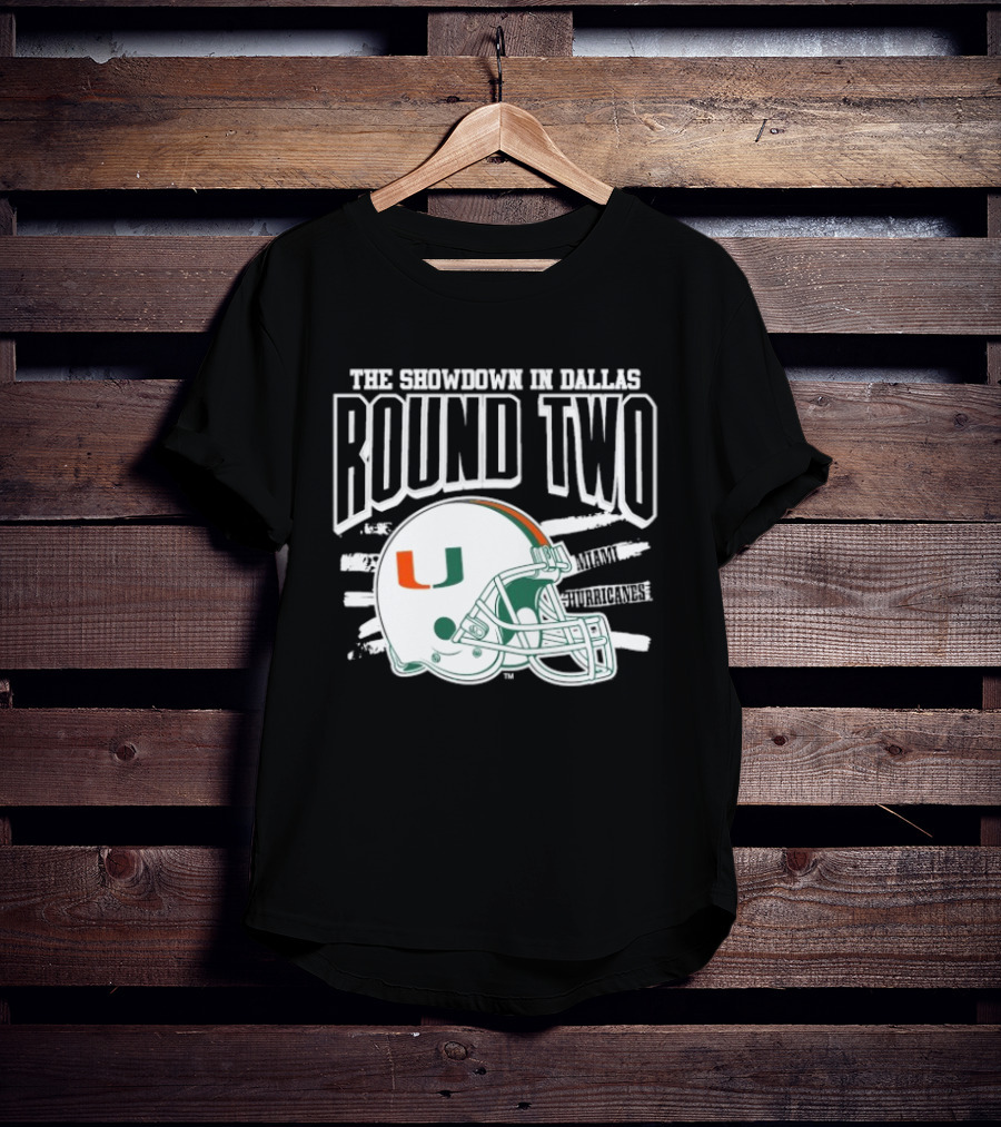 Miami Hurricanes Helmet The Showdown In Dallas Round Two T-Shirt