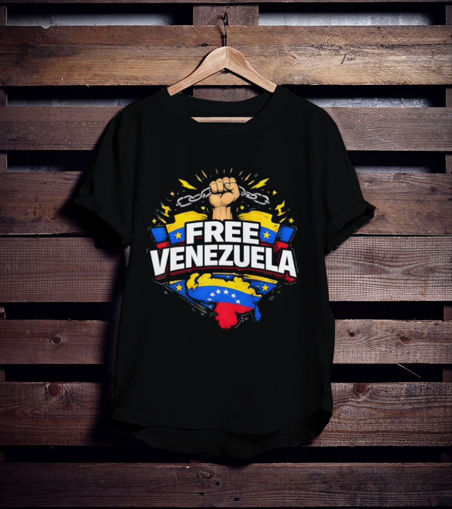 Free Venezuela With Broken Chains And National Colors Symbolic Image T-Shirt