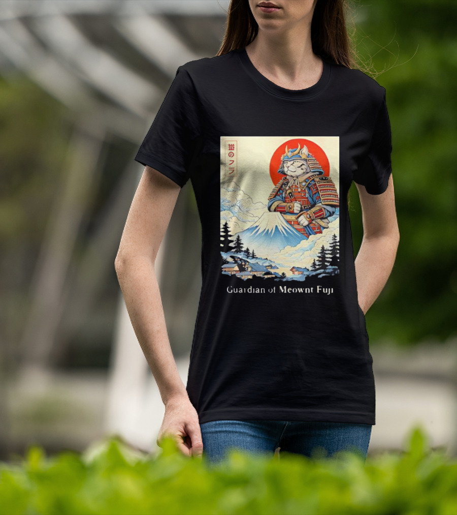 Guardian Of Meownt Fuji Samurai Cat Japanese T-Shirt