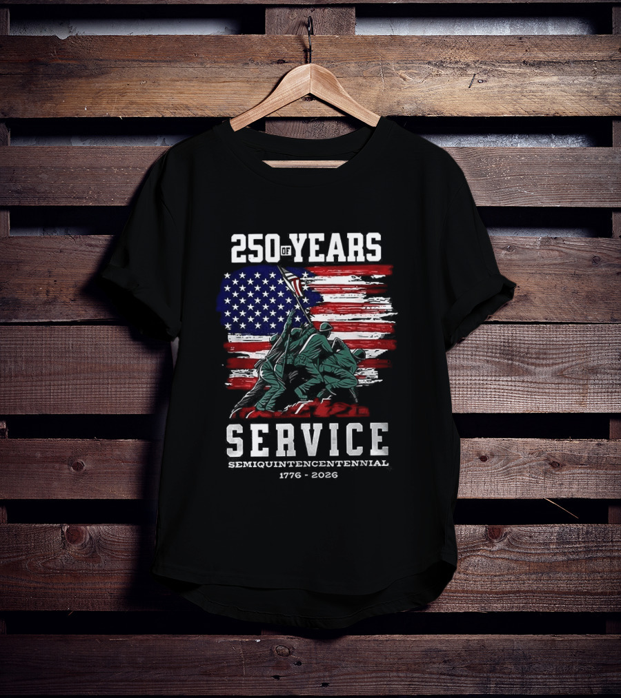 250 Years Service America Anniversary Semiquincentennial US Flag 1776 2026 T-Shirt