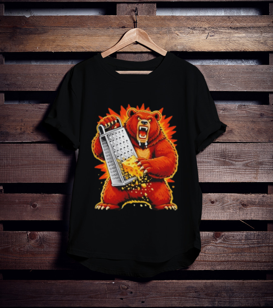 Angry Bear Grating Cheese Grater Hater Fierce Cheese Grating Bear T-Shirt