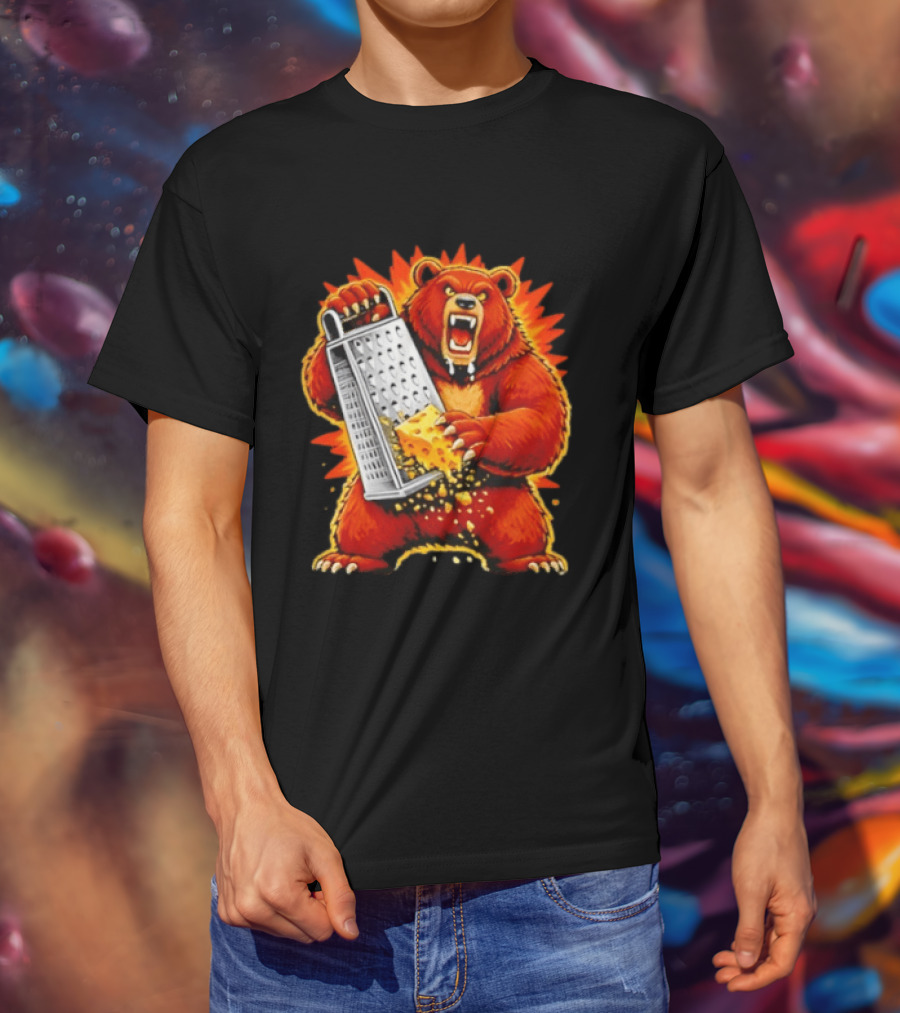 Angry Bear Grating Cheese Grater Hater Fierce Cheese Grating Bear T-Shirt