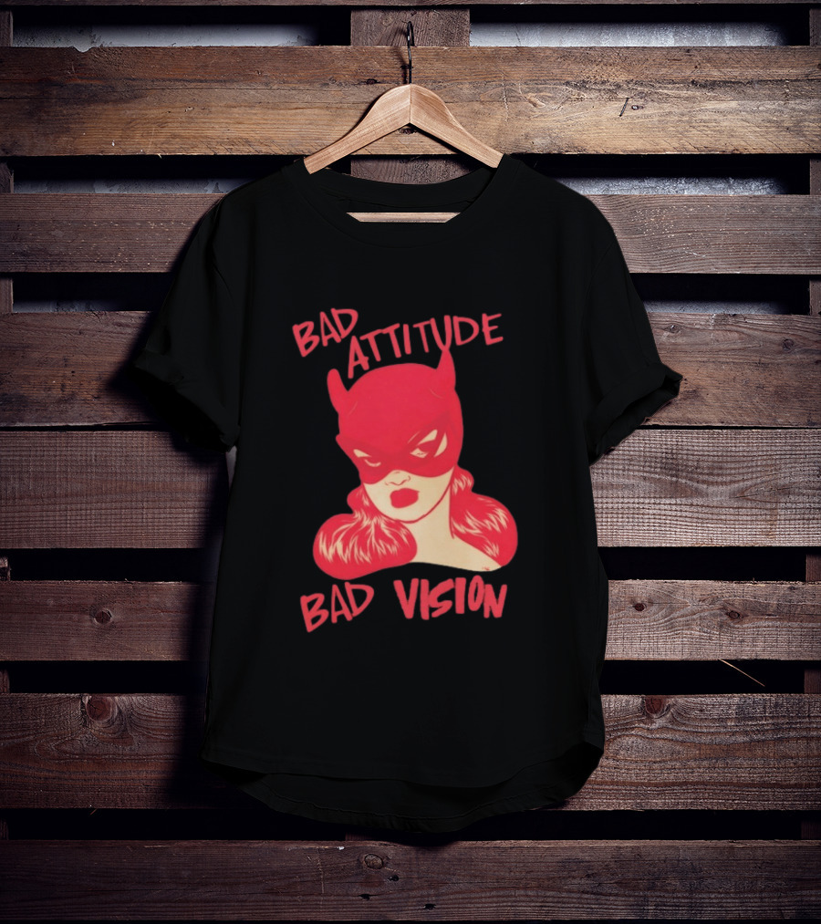Bad Attitude Bad Vision HDZ Retro Comic Style Masked Woman T-Shirt