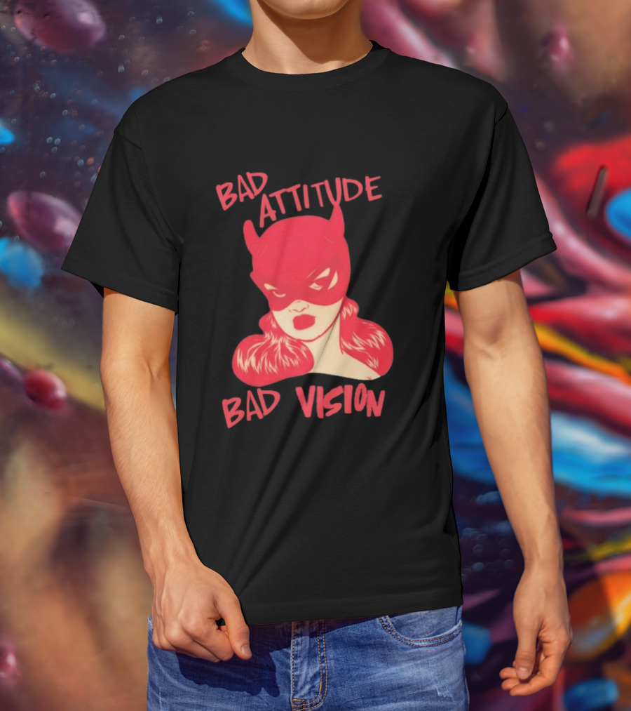 Bad Attitude Bad Vision HDZ Retro Comic Style Masked Woman T-Shirt