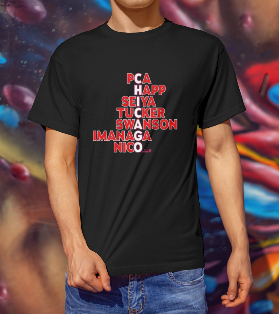 PCA Happ Seiya Tucker Swanson Imanaga Nico Chicago Bulls T-Shirt