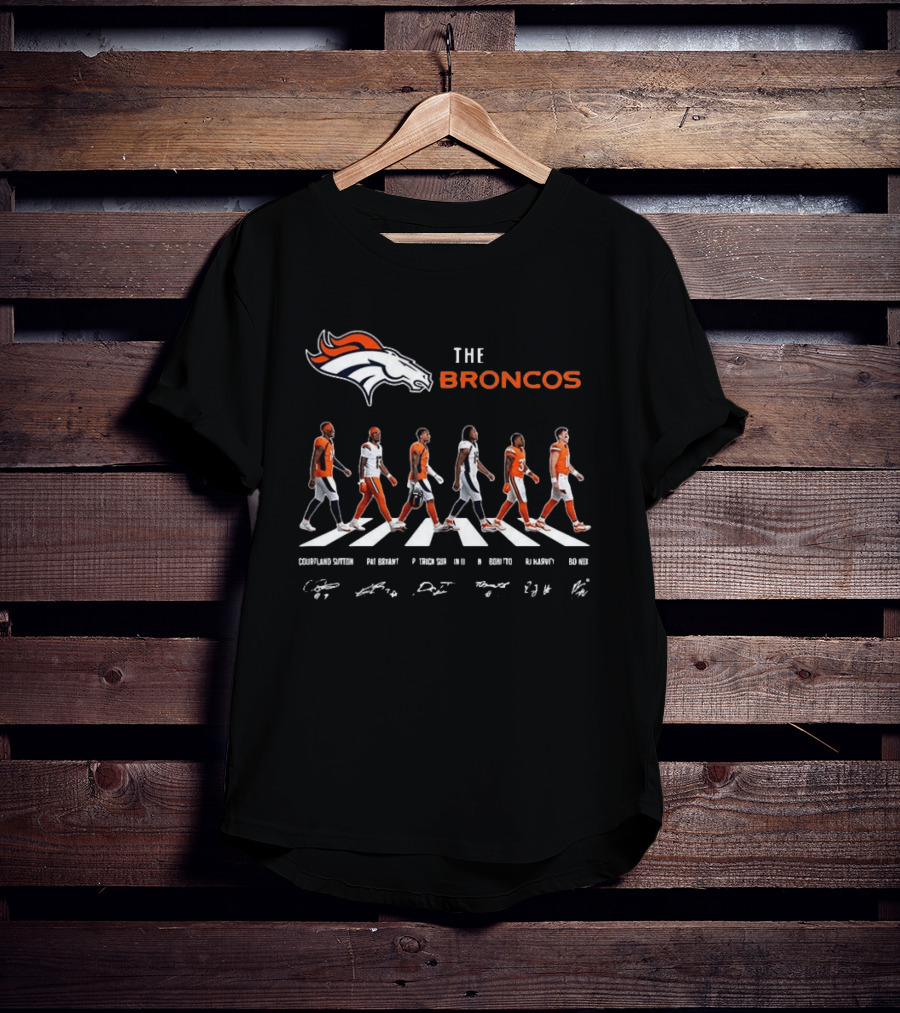 Denver Broncos NFL Player Signatures Crosswalk Concept T-Shirt
