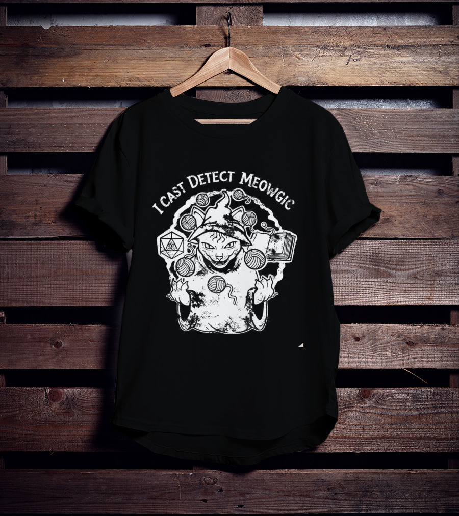 I Cast Detect Meowgic Dungeons And Dragons Dice Cat Fantasy Adventure T-Shirt